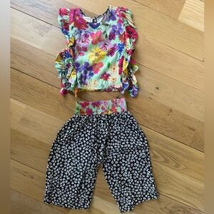 Toddler Girls Floral Top and Printed Pants